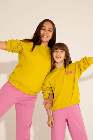 Kız Çocuk Fıstık Yeşili Kapüşonlu Sweatshirt 50276900-VR087