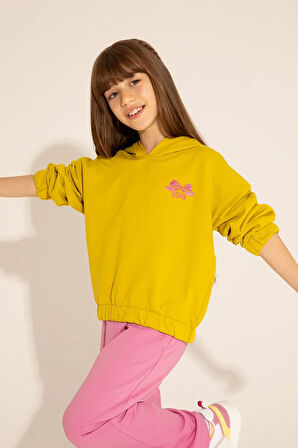 Kız Çocuk Fıstık Yeşili Kapüşonlu Sweatshirt 50276900-VR087