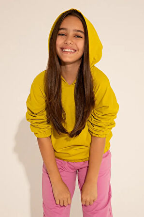 Kız Çocuk Fıstık Yeşili Kapüşonlu Sweatshirt 50276900-VR087
