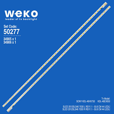 WKSET-5277 34905X1 34906X1 SLED 2012SLS46 7030 2 ADET LED BAR (44LED)