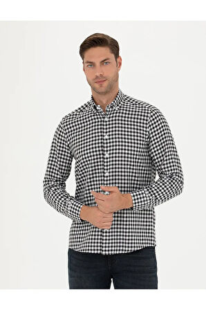 Siyah Regular Fit Uzun Kollu Gömlek 50277737-vr046