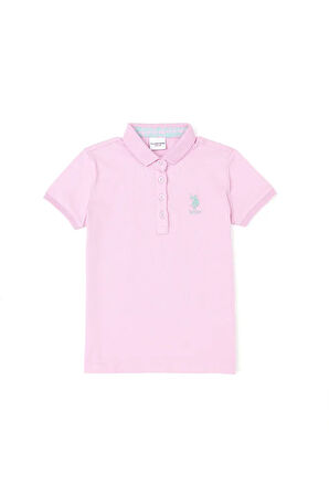 Kız Çocuk Pembe Polo Yaka Basic Tişört 50283286-VR041