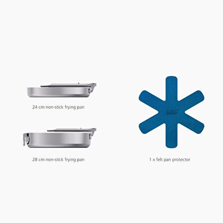 Joseph Joseph 1000019 Space 3 Katmanlı Paslanmaz Çelik Seramik Kaplama 3 Parça Kızartma Tavası Seti