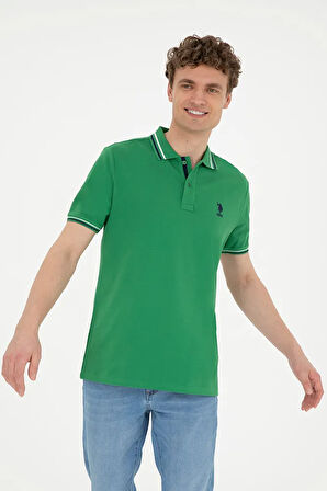 Erkek Regular Fit Polo Yaka Yeşil Basic Tişört 50284639-vr054