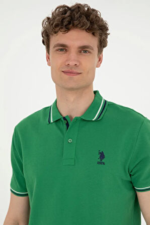 Erkek Regular Fit Polo Yaka Yeşil Basic Tişört 50284639-vr054