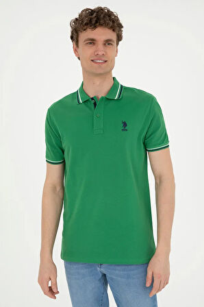 Erkek Regular Fit Polo Yaka Yeşil Basic Tişört 50284639-vr054
