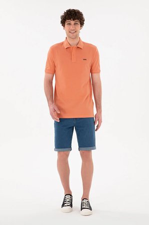 Erkek Regular Fit Polo Yaka Somon Basic Tişört 50284641-VR047
