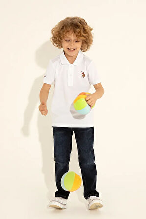 Erkek Çocuk Beyaz Basic Polo Yaka Tişört 50284814-VR013