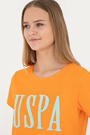 Kadın Turuncu Bisiklet Yaka Tişört 50285843-VR051