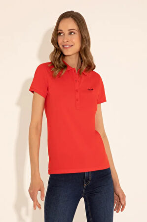 Kadın Kırmızı Basic Polo Yaka Tişört 50285846-VR030