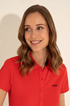 Kadın Kırmızı Basic Polo Yaka Tişört 50285846-VR030