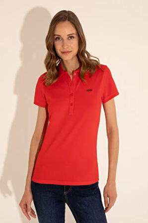 Kadın Kırmızı Basic Polo Yaka Tişört 50285846-VR030