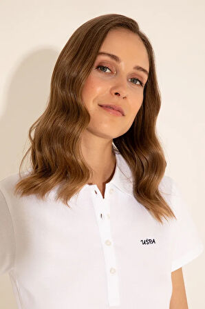 Kadın Beyaz Basic Polo Yaka Tişört 50285846-vr013