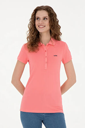 Kadın Neon Pembe Basic Polo Yaka Tişört 50285846-VR105