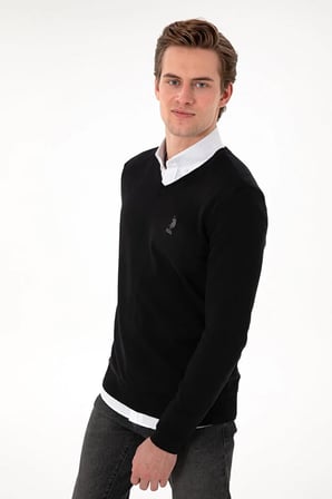 Erkek Slim Fit V Yaka  Basic Kazak 50288881-VR046