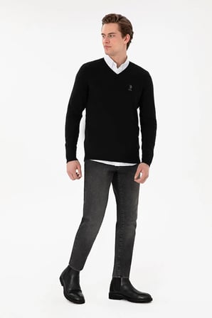 Erkek Slim Fit V Yaka  Basic Kazak 50288881-VR046