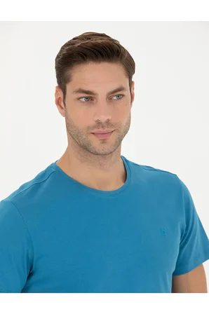  %100 Pamuk Slim Fit Bisiklet Yaka Basic Tişört 50289335-VR028