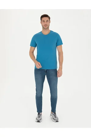  %100 Pamuk Slim Fit Bisiklet Yaka Basic Tişört 50289335-VR028