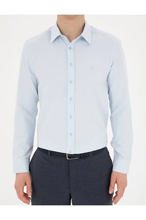   Slim Fit Armürlü Uzun Kollu Gömlek 50289391-VR003
