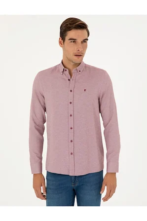 Bordo Slim Fit Uzun Kollu Gömlek 50289396-VR014