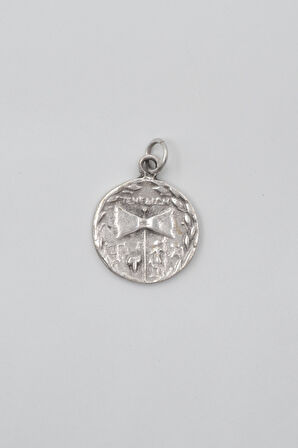 İki Yüzlü Janus Anahtarlık - Antik Gümüş Kaplama - Kadın Erkek