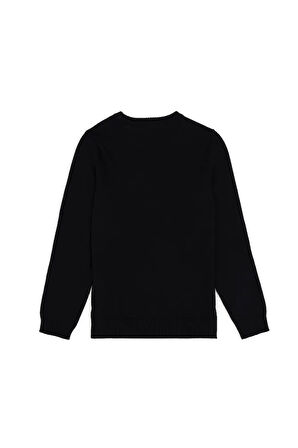 Erkek Çocuk Siyah Basic Bisiklet Yaka Kazak 50294188-vr046