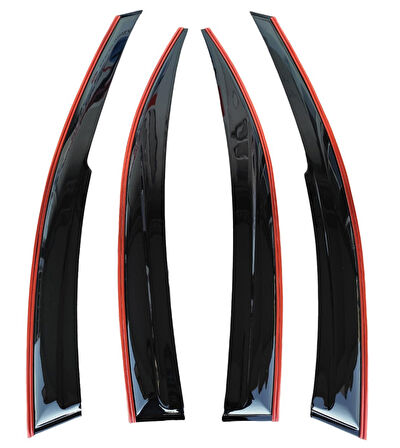 Fiat Egea Sedan Çift Sıra Kırmızı Kromlu Cam Rüzgarlığı