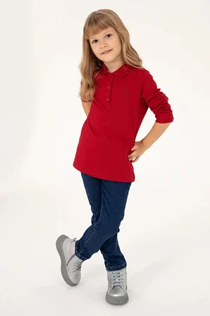 Kız Çocuk  Polo Yaka Basic Sweatshirt 50296377-VR030