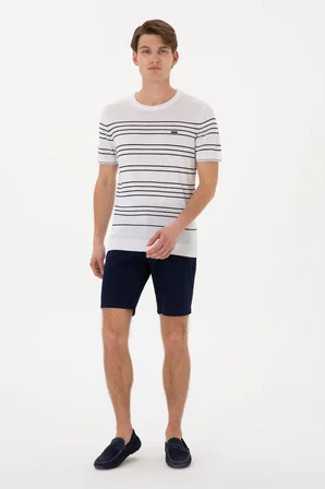 Erkek Slim Fit Bisiklet Yaka Beyaz Tişört 50299396-VR013