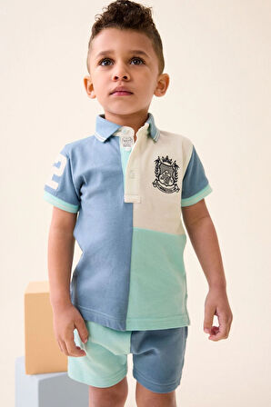 Next Baby Pamuklu Colorblok Polo Yaka Kısa Kollu Alt Üst Takım