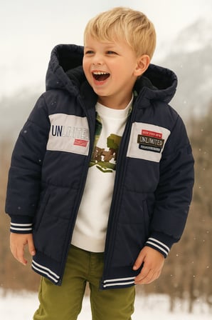 Çocuk Mont Kapüşonlu Mont Fermuarlı Mont 5-8 Yaş