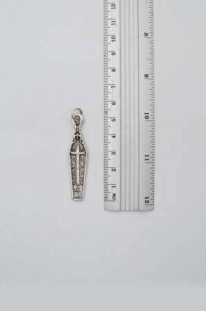 Gotik Haçlı Tabut Örme Zincir Kolye - Antik Gümüş Kaplama - Kadın Erkek - 60 cm