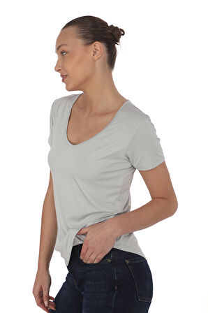 Extra Yumuşak Viscon Tişört-Gri