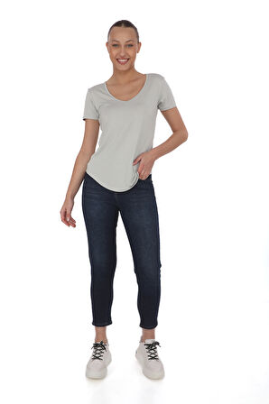 Extra Yumuşak Viscon Tişört-Gri