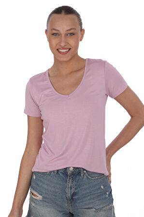 Extra Yumuşak Viscon Tişört-Lavanta Pembesi 