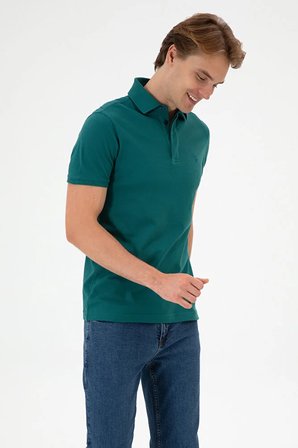 Erkek Slim Fit Polo Yaka Koyu  Basic Tişört 50306015-VR101