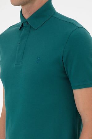 Erkek Slim Fit Polo Yaka Koyu  Basic Tişört 50306015-VR101