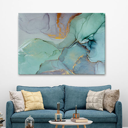 Mürekkep ve Alkol Elementleri ile Mermer Deseni Verilmiş Kanvas Tablo-5030