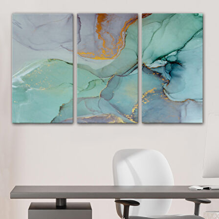 Mürekkep ve Alkol Elementleri ile Mermer Deseni Verilmiş Kanvas Tablo-5030