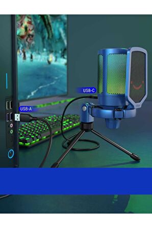 Ampligame A6v Yayıncı Oyuncu Podcast Youtuber Rgb Usb Mikrofon