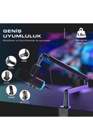 BM88 360° Ayarlanabilir Profesyonel Metal Mikrofon Standı