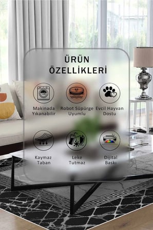Yıkanabilir Kaymaz Taban Dijital Baskılı Halı ve Yolluk – Leke Tutmaz Salon & Mutfak Halısı