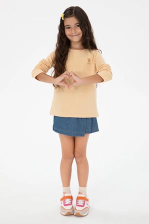 Kız Çocuk  Bisiklet Yaka Basic Sweatshirt 50313123-VR011