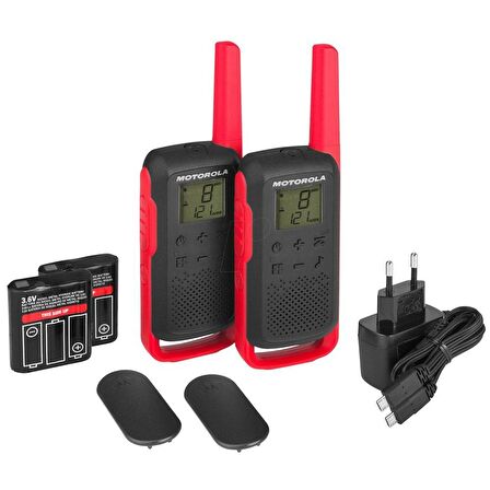 Motorola TLKR-T62 Açık Alan 8 Km Pmr El Telsizi Kırmızı