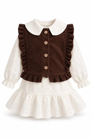 Çocuk Elbise ve Süveter Set İkili Takım Pamuklu Bebe Yaka