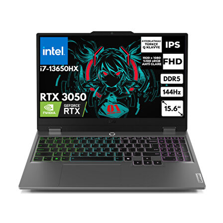 Lenovo LOQ 15IRX9 i7-13650HX 32 GB 1 TBSSD 6GB RTX3050 15.6" FHD 144Hz FreeDos 83DV011BTRAR10