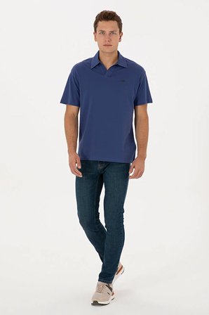 Erkek Comfort Fit K Yaka Koyu  Tişört 50324787-VR101
