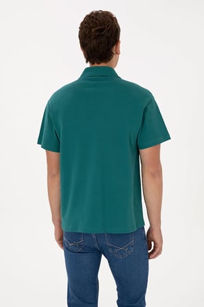 Erkek Comfort Fit K Yaka Koyu  Tişört 50324787-VR101