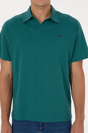 Erkek Comfort Fit K Yaka Koyu  Tişört 50324787-VR101