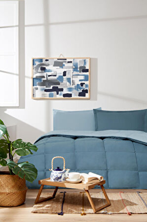 ÖZDİLEK YATAK SETİ RANFORCE TEK KİŞİLİK MALDIV-AQUA COLOURIST